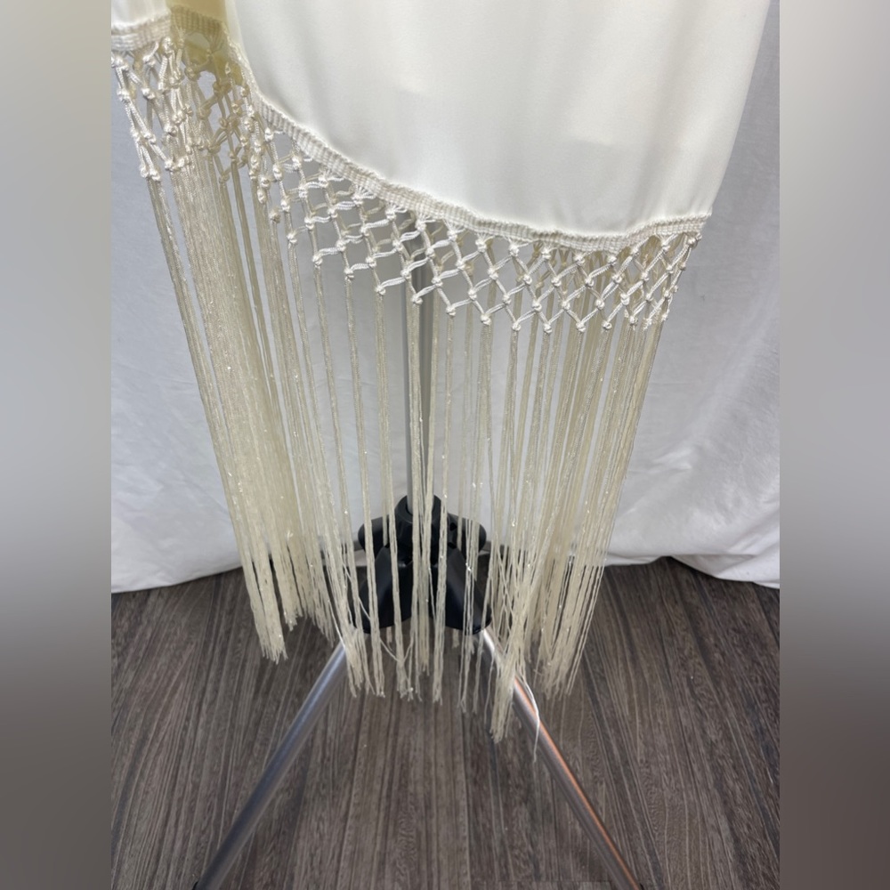 Lulus Cream One-Shoulder Fringe Midi Dress Size Small NWT - Picture 9 of 11